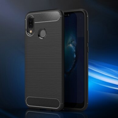[Užsakomoji prekė] Dėklas skirtas Huawei P20 Lite - Techsuit Carbon Silicone - Juodas 4