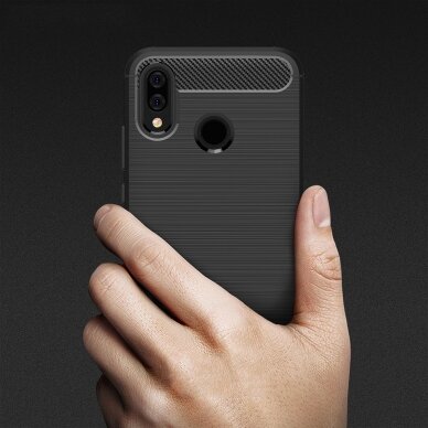[Užsakomoji prekė] Dėklas skirtas Huawei P20 Lite - Techsuit Carbon Silicone - Juodas 6
