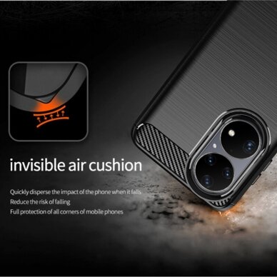[Užsakomoji prekė] Dėklas skirtas Huawei P50 - Techsuit Carbon Silicone - Juodas 2