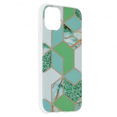 [Užsakomoji prekė] Dėklas skirtas iPhone 11 - Techsuit Marble Series - Žalias Hex  1