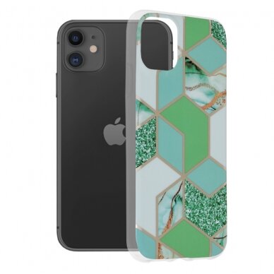[Užsakomoji prekė] Dėklas skirtas iPhone 11 - Techsuit Marble Series - Žalias Hex