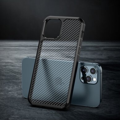 [Užsakomoji prekė] Telefono dėklas iPhone 12 Pro Max - Techsuit Carbon Fuse - Juodas  4
