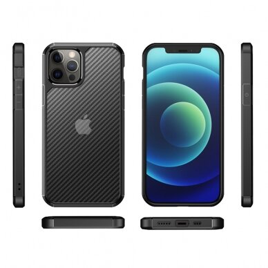 [Užsakomoji prekė] Telefono dėklas iPhone 12 Pro Max - Techsuit Carbon Fuse - Juodas  5
