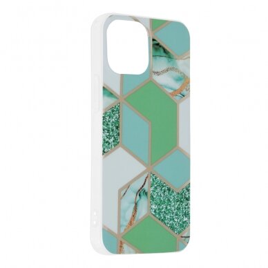 [Užsakomoji prekė] Dėklas skirtas iPhone 13 mini - Techsuit Marble Series - Žalias Hex  1