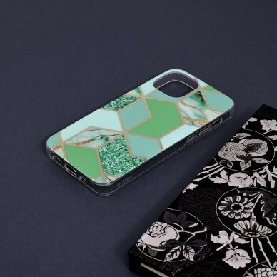 [Užsakomoji prekė] Dėklas skirtas iPhone 13 mini - Techsuit Marble Series - Žalias Hex  3