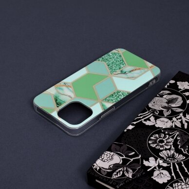 [Užsakomoji prekė] Dėklas skirtas iPhone 13 mini - Techsuit Marble Series - Žalias Hex  4