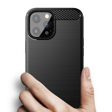 [Užsakomoji prekė] Dėklas skirtas iPhone 13 Pro Max - Techsuit Carbon Silicone - Juodas  1