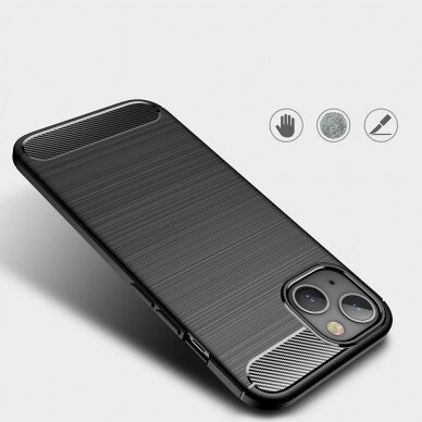 [Užsakomoji prekė] Dėklas skirtas iPhone 13 - Techsuit Carbon Silicone - Juodas  3