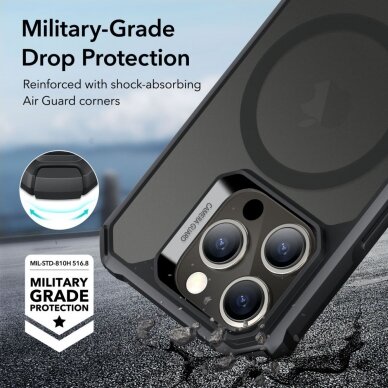 [Užsakomoji prekė] Dėklas iPhone 15 Pro - ESR Air Armor HaloLock - Frosted Juodas 3