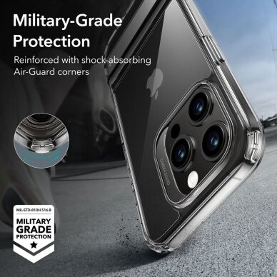 [Užsakomoji prekė] Dėklas iPhone 15 Pro - ESR Air Shield Boost Kickstand - Permatomas 2