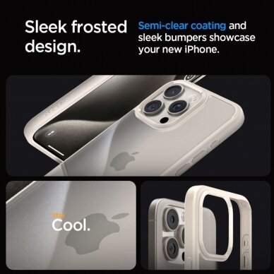[Užsakomoji prekė] Dėklas iPhone 15 Pro Max - Spigen Ultra Hybrid - Natural Titanium 4
