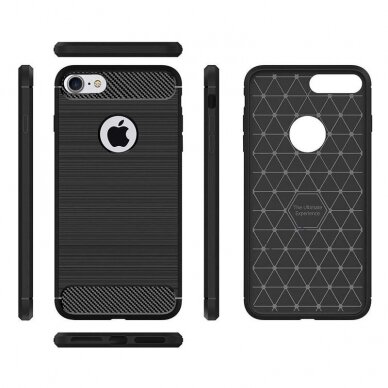 [Užsakomoji prekė] Telefono dėklas iPhone 6 Plus / 6s Plus - Techsuit Carbon Silicone - Juodas 3