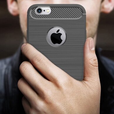 [Užsakomoji prekė] Telefono dėklas iPhone 6 Plus / 6s Plus - Techsuit Carbon Silicone - Juodas 4