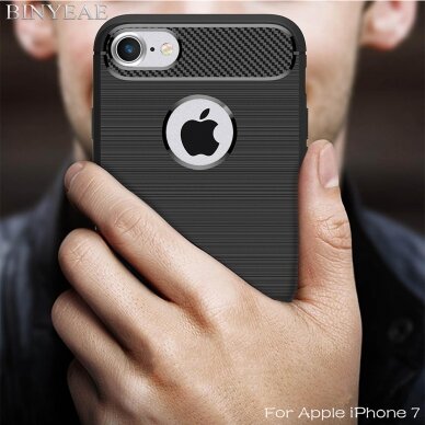 [Užsakomoji prekė] Dėklas skirtas iPhone 7 / 8 - Techsuit Carbon Silicone - Juodas 3