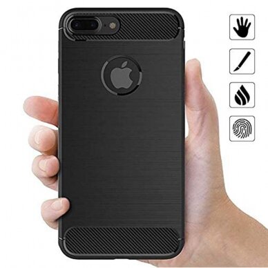 [Užsakomoji prekė] Telefono dėklas iPhone 7 Plus - Techsuit Carbon Silicone - Juodas 1