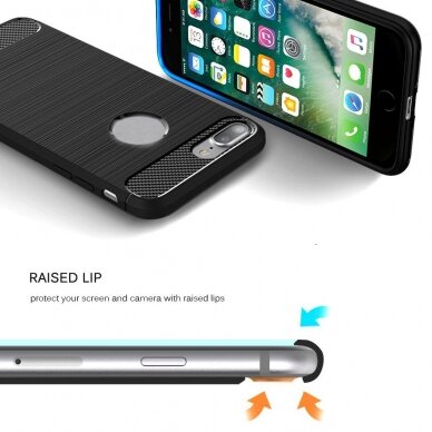 [Užsakomoji prekė] Telefono dėklas iPhone 7 Plus - Techsuit Carbon Silicone - Juodas 3