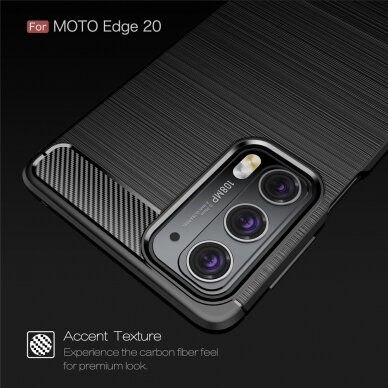 [Užsakomoji prekė] Dėklas skirtas Motorola Edge 20 - Techsuit Carbon Silicone - Juodas 1