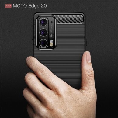 [Užsakomoji prekė] Dėklas skirtas Motorola Edge 20 - Techsuit Carbon Silicone - Juodas 3