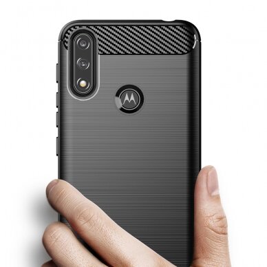 [Užsakomoji prekė] Dėklas skirtas Motorola Moto E7 Power / Moto E7i Power - Techsuit Carbon Silicone - Juodas  1