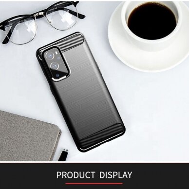 [Užsakomoji prekė] Dėklas skirtas OnePlus 9 Pro - Techsuit Carbon Silicone - Juodas OPL831 4