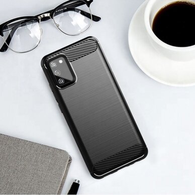[Užsakomoji prekė] Dėklas skirtas Samsung Galaxy A02s - Techsuit Carbon Silicone - Juodas  1