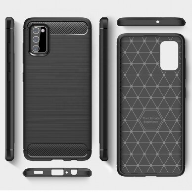 [Užsakomoji prekė] Dėklas skirtas Samsung Galaxy A02s - Techsuit Carbon Silicone - Juodas  3