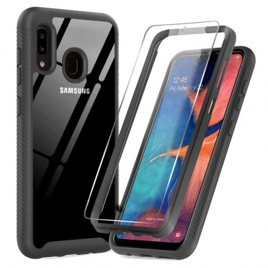 [Užsakomoji prekė] Dėklas skirtas Samsung Galaxy A20e + Folie - Techsuit Defense360 Pro - Juodas