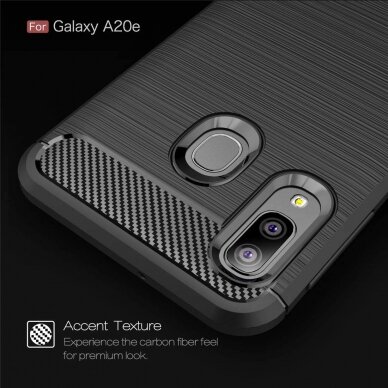 [Užsakomoji prekė] Dėklas skirtas Samsung Galaxy A20e - Techsuit Carbon Silicone - Juodas  5