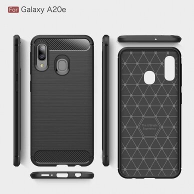 [Užsakomoji prekė] Dėklas skirtas Samsung Galaxy A20e - Techsuit Carbon Silicone - Juodas  6