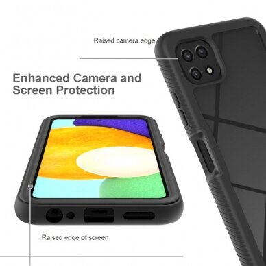 [Užsakomoji prekė] Dėklas skirtas Samsung Galaxy A22 5G + Folie - Techsuit Defense360 Pro - Juodas  3