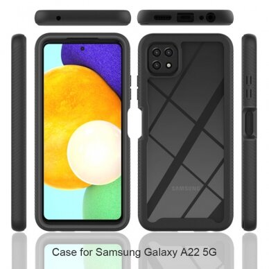 [Užsakomoji prekė] Dėklas skirtas Samsung Galaxy A22 5G + Folie - Techsuit Defense360 Pro - Juodas  5