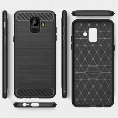 [Užsakomoji prekė] Dėklas skirtas Samsung Galaxy A6 2018 - Techsuit Carbon Silicone - Juodas 6