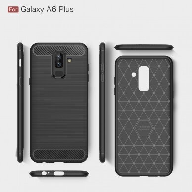 [Užsakomoji prekė] Dėklas skirtas Samsung Galaxy A6 Plus 2018 - Techsuit Carbon Silicone - Juodas 5