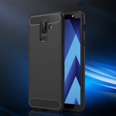 [Užsakomoji prekė] Dėklas skirtas Samsung Galaxy A6 Plus 2018 - Techsuit Carbon Silicone - Juodas 6