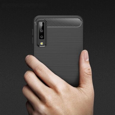 [Užsakomoji prekė] Dėklas skirtas Samsung Galaxy A7 2018 - Techsuit Carbon Silicone - Juodas 2