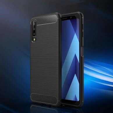 [Užsakomoji prekė] Dėklas skirtas Samsung Galaxy A7 2018 - Techsuit Carbon Silicone - Juodas 3