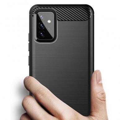 [Užsakomoji prekė] Dėklas skirtas Samsung Galaxy A72 4G / A72 5G - Techsuit Carbon Silicone - Juodas  2