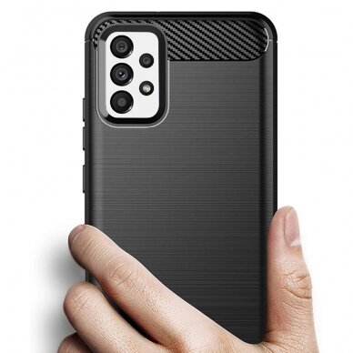 [Užsakomoji prekė] Dėklas skirtas Samsung Galaxy A73 5G - Techsuit Carbon Silicone - Juodas  1