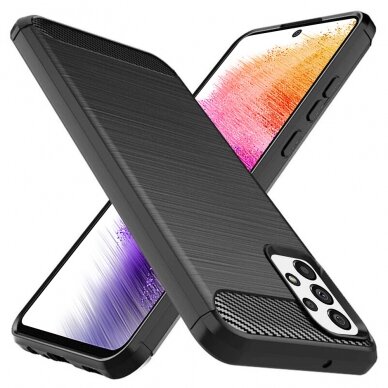 [Užsakomoji prekė] Dėklas skirtas Samsung Galaxy A73 5G - Techsuit Carbon Silicone - Juodas  3