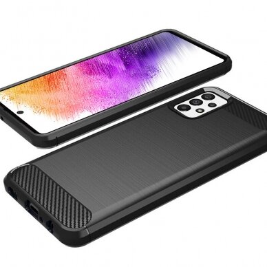 [Užsakomoji prekė] Dėklas skirtas Samsung Galaxy A73 5G - Techsuit Carbon Silicone - Juodas  4