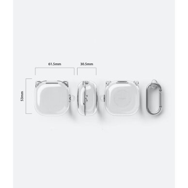 Akcija! Dėklas skirtas Samsung Galaxy Buds Live - Ringke Hinge Case - permatomas  8