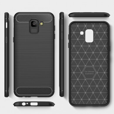 [Užsakomoji prekė] Dėklas skirtas Samsung Galaxy J6 2018 - Techsuit Carbon Silicone - Juodas 2