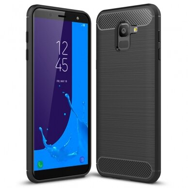 [Užsakomoji prekė] Dėklas skirtas Samsung Galaxy J6 2018 - Techsuit Carbon Silicone - Juodas