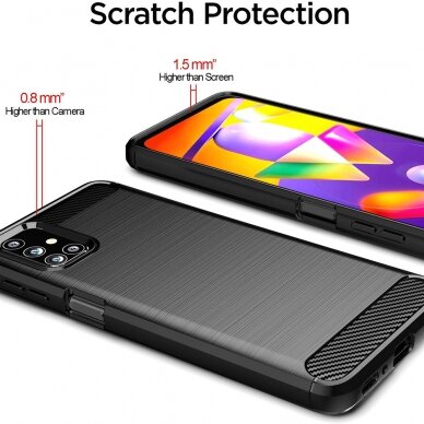 [Užsakomoji prekė] Dėklas skirtas Samsung Galaxy M31s - Techsuit Carbon Silicone - Juodas 4