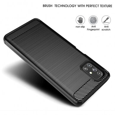 [Užsakomoji prekė] Dėklas skirtas Samsung Galaxy M51 - Techsuit Carbon Silicone - Juodas 1