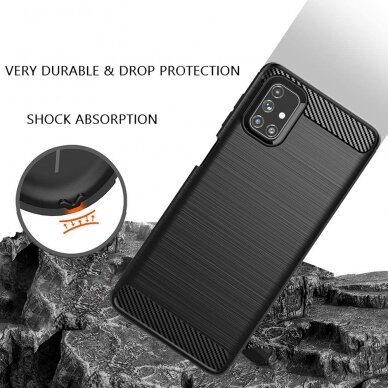 [Užsakomoji prekė] Dėklas skirtas Samsung Galaxy M51 - Techsuit Carbon Silicone - Juodas 4