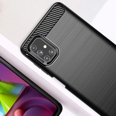 [Užsakomoji prekė] Dėklas skirtas Samsung Galaxy M51 - Techsuit Carbon Silicone - Juodas 5
