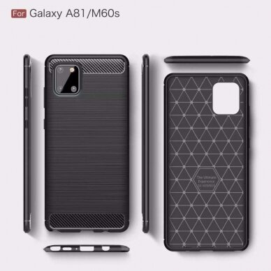 [Užsakomoji prekė] Telefono dėklas Samsung Galaxy Note 10 Lite - Techsuit Carbon Silicone - Juodas 6