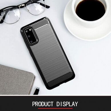 [Užsakomoji prekė] Dėklas skirtas Samsung Galaxy S20 4G / S20 5G - Techsuit Carbon Silicone - Juodas 6