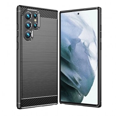 [Užsakomoji prekė] Dėklas skirtas Samsung Galaxy S22 Ultra 5G - Techsuit Carbon Silicone - Juodas  1